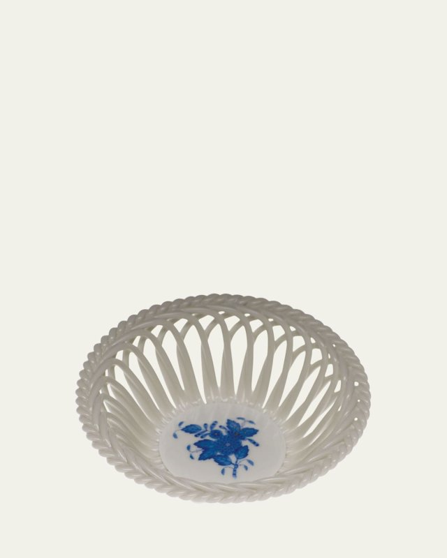 Chinese Bouquet Blue Medium Openwork Basket